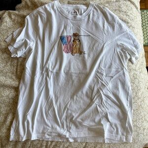 J Crew Dog American Flag Graphic T Shirt